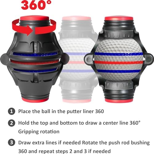 1Pack 360° Triple Line Golf Ball Marker Stencil Alignment Tool - Image 3