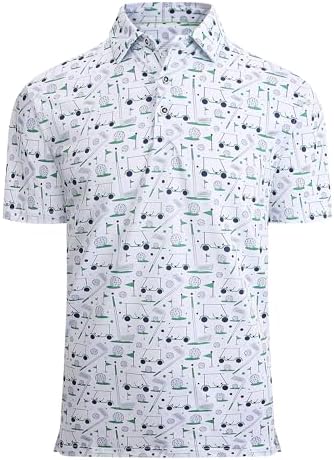 Alex Vando Mens Golf Shirt Moisture Wicking Print Performance Polo Shirt by AlexVando
