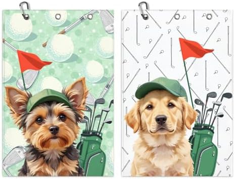 2 Pcs Yorkshire Terrier Golf Towel 16x24 Inch by Unknown