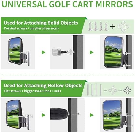 10L0L Golf Cart Folding Side Mirror and Panoramic Rear View Mirror Kit - Image 5