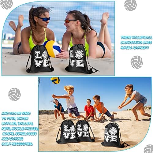 Shappy 12 Pieces Volleyball Drawstring Bags Bulk Small Sport Goodie Bags Snack - Image 7
