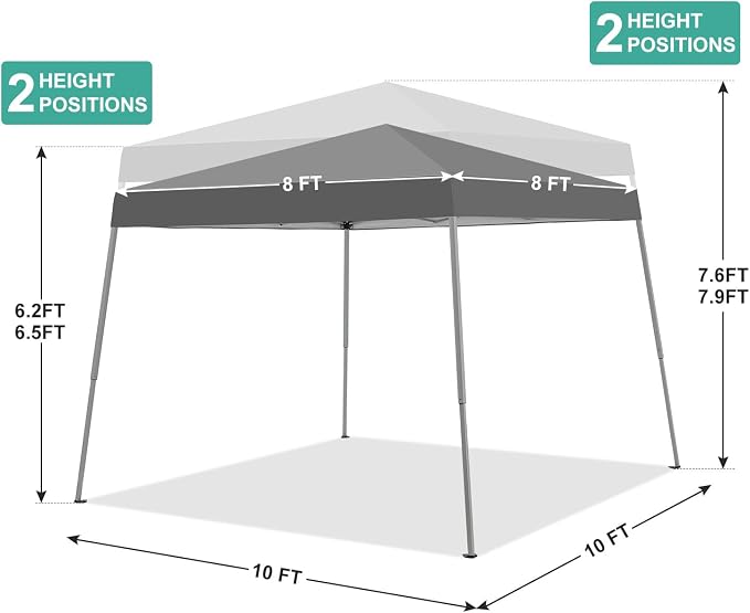 10x10FT Slant Leg Pop Up Canopy Tent, Portable Outdoor Shelter | 10x10FT Base - Image 5