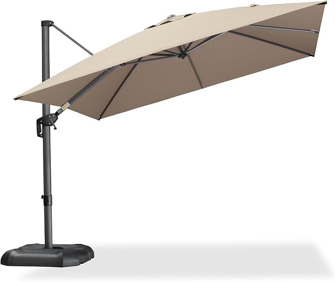 PURPLE LEAF Patio Umbrella Outdoor 10' x 10' Square Easy Assembly Tapue | Built - Image 9