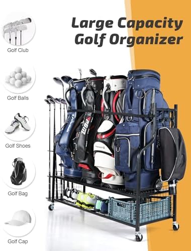 PLKOW Golf Bag Storage Rack for Garage, Golf Equipment Organizer - Image 3