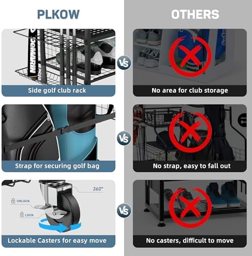 PLKOW Golf Bag Storage Rack for Garage, Golf Equipment Organizer - Image 4