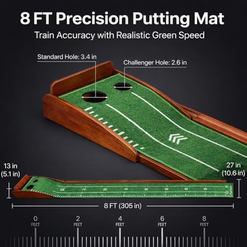 Putting Green Indoor with Automatic Ball Return – Golf Putting Mat with Putter - Image 5