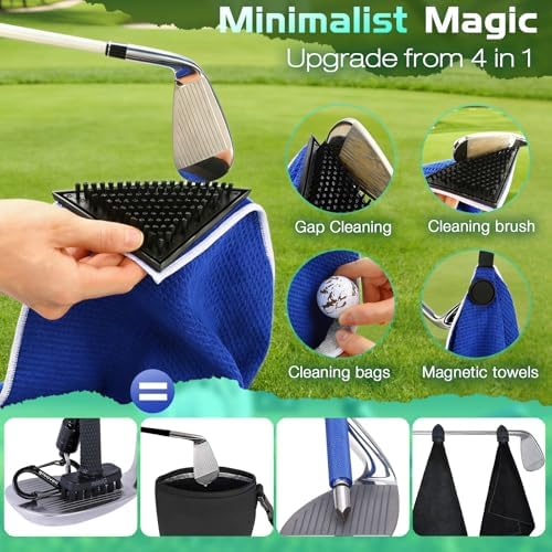 Magnetic Golf Towel, 4-in-1 Golf Club Cleaning Kit - Image 5