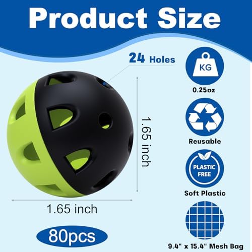 Coopay 20/40/80 Pack Mini Plastic Practice Baseballs, 1.65inch Small Soft - Image 2