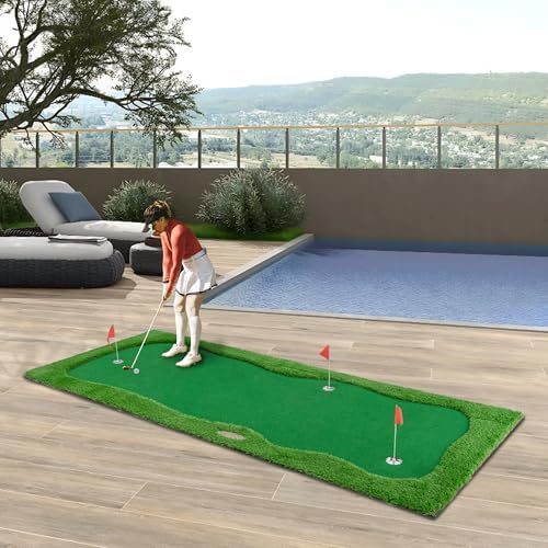 12x5 FT Golf Putting Training Mat, Premium Rubber Turf, by Zjjseloru