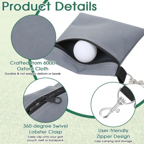 2PCS Golf Tee Pouch, Nylon Zipper Golf Accessory Bag - Image 4