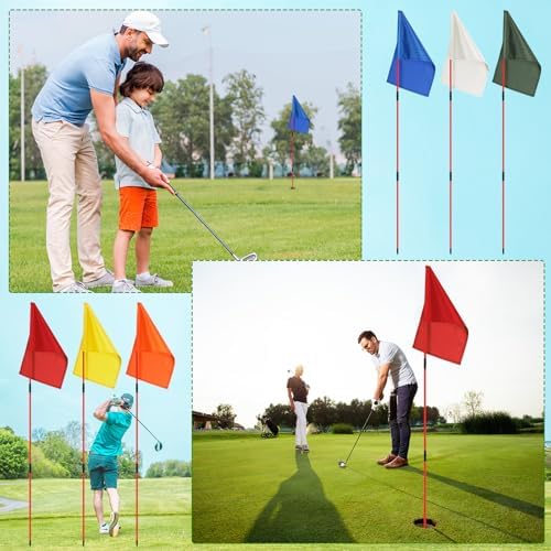 6 Set Golf Flag Stick for Putting Green 3 Section Portable Nylon Flagpoles - Image 4