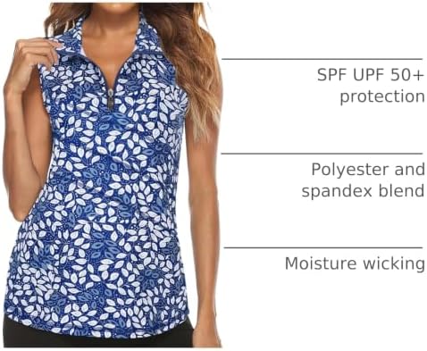 Tanst Sky Women's Sleeveless Golf Polo Shirts Quarter Zip Workout Tank Top - Image 4
