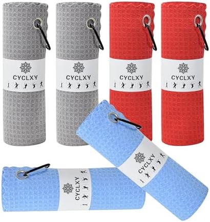 6 Pcs Golf Bag Towels, Microfiber Waffle Pattern by CYCLXY