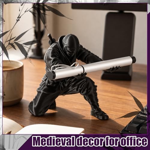 Tenceur Ninja Pen Holder 3D Printed Black Samurai Warrior Desk Organizer - Image 4