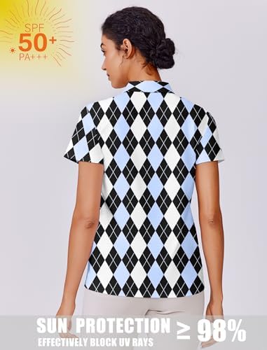 PINSPARK Women's Golf Shirt UPF 50+ Polo Shirts Short Sleeve Tennis Tops - Image 4