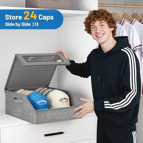AOODA Sturdy Hat Storage for Baseball Caps, Holds up to 24 Caps Clear Hat - Image 3