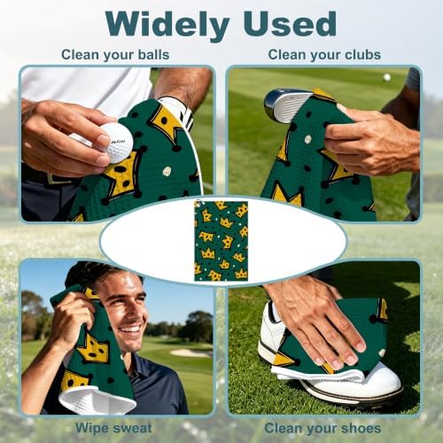 Yellow Crown Golf Towel with Bag Clip, Gift - Image 4