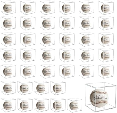 40 Pcs Baseball Display Case, Acrylic Cube Holder Set by UCEHIPAW