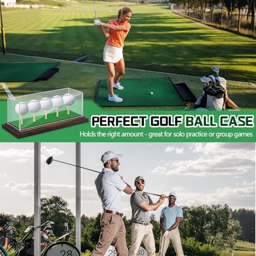 Golf Ball Display Case 5 Balls, Acrylic Wooden Base - Image 4