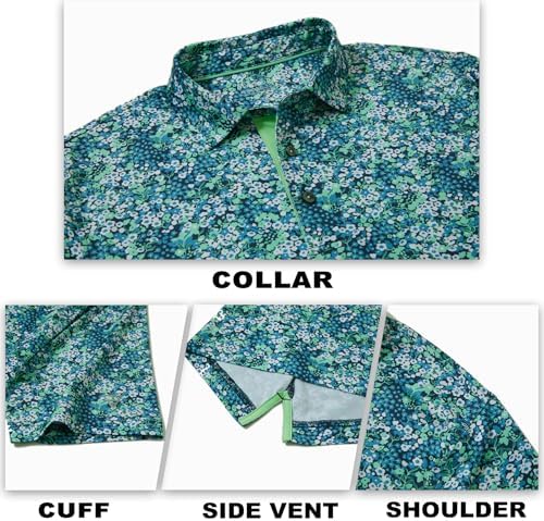 M MAELREG Mens Golf Shirt Short Sleeve Dry Fit Print Moisture Wicking - Image 5