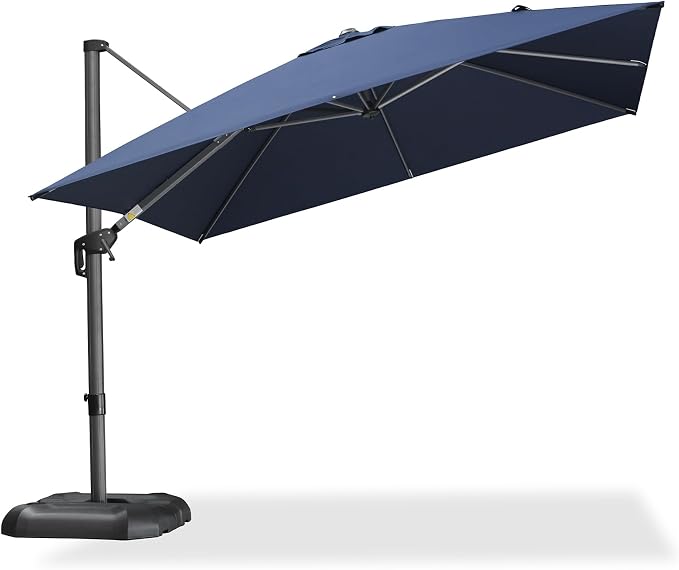 PURPLE LEAF Patio Umbrella Outdoor 10' x 10' Square Easy Assembly Navy | by PURPLELEAF