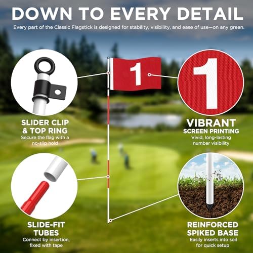 KINGTOP 6 ft Golf Flagstick Sets, 5-Section - Image 3