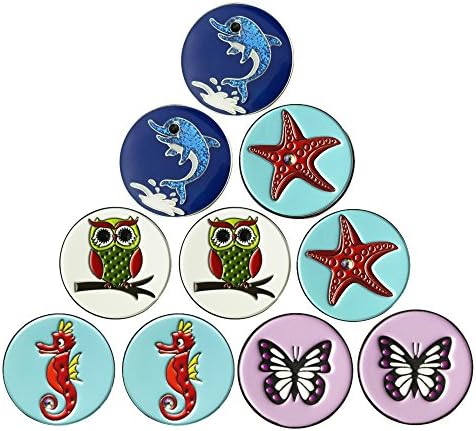 Lot of 10 Golf Ball Markers Assorted Patterns by PINMEI
