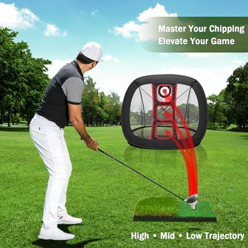 Golf Chipping Net Set with Mat & 12 Practice Balls - Image 3