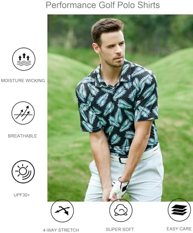 Alex Vando Mens Golf Shirt Moisture Wicking Print Performance Polo Shirt - Image 5