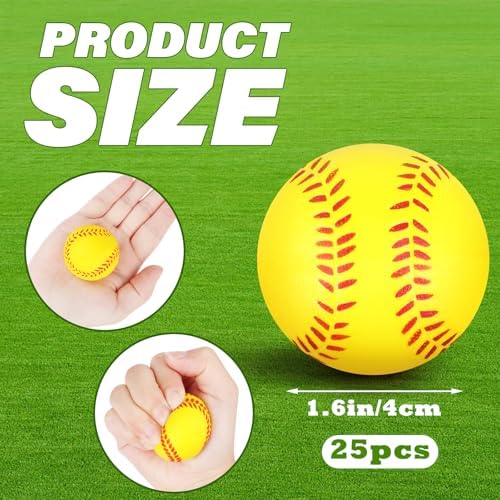 Hooqict Mini Foam Softball Stress Ball 25 Pack Softball Party Favors Small Soft - Image 2