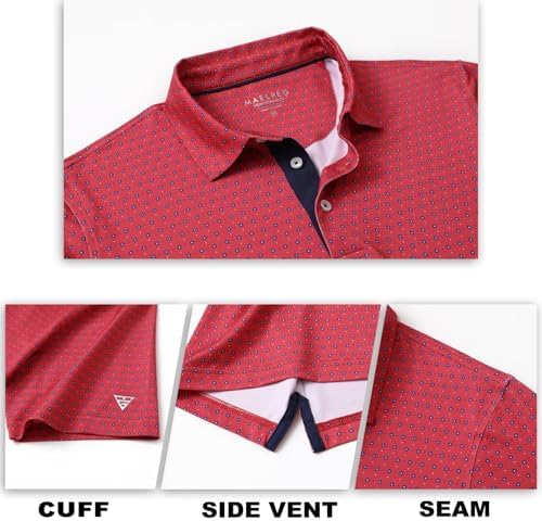 M MAELREG Mens Golf Shirt Short Sleeve Dry Fit Print Moisture Wicking - Image 6