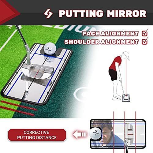SAPLIZE Golf Putting Mat with Alignment Mirror, Two-Speed Golf Practice Mat - Image 3