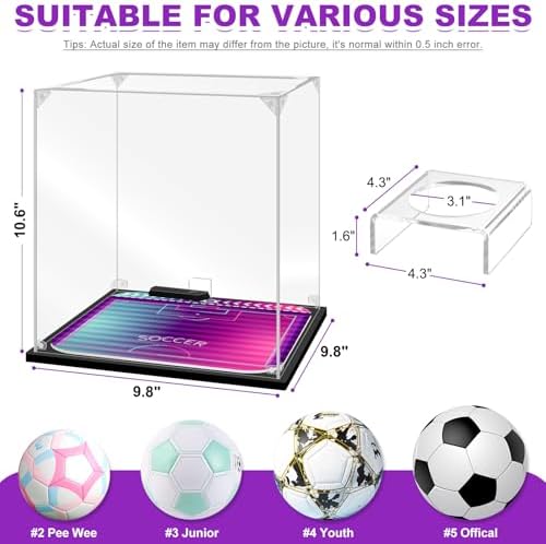Soccer Ball Display Case with RGB LED, Removable Built-in Soccer Ball Display - Image 3