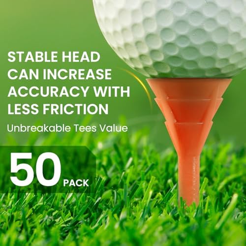 FINGER TEN Unbreakable Golf Tees Plastic 3 1/4 inch 50/100 Pack - Image 2