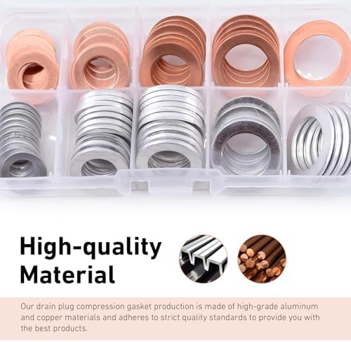 100 PCS Car Oil Drain Plug Crush Washer Assortment, Leak-proof Aluminum Oil - Image 3