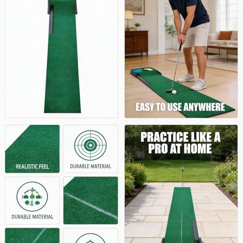 Indoor and Outdoor Golf Practice Putting Green, Portable Home Office Golf - Image 4
