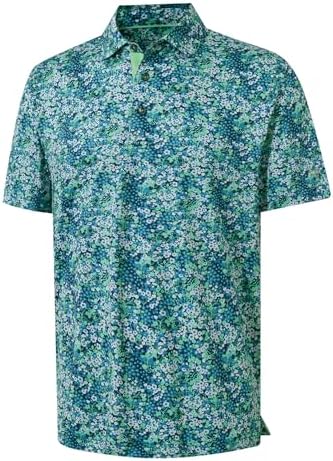 M MAELREG Mens Golf Shirt Short Sleeve Dry Fit Print Moisture Wicking by MAELREG