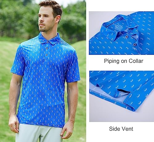 Alex Vando Mens Golf Shirt Moisture Wicking Print Performance Polo Shirt - Image 3
