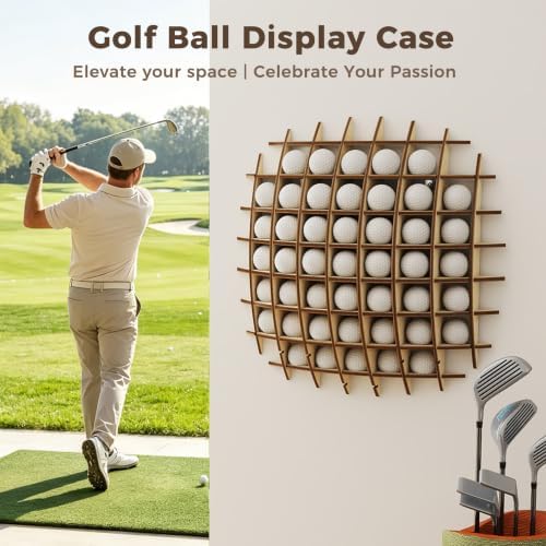 52 Golf Ball Display Case Wall Mount, Wood Golf Ball Display Rack - Image 5