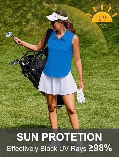 PINSPARK Golf Shirts for Women Sleeveless 1/4 Zip Tennis Polo - Image 4