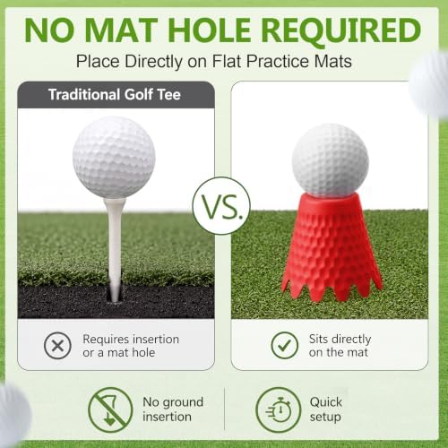 Foilswirl Golf Simulator Tees, 8 Fixed Heights Indoor Golf Mat Tees - Image 3