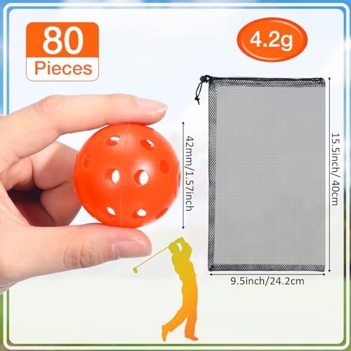 MiniInflat 80 Pcs Practice Golf Balls Plastic 42mm - Image 2