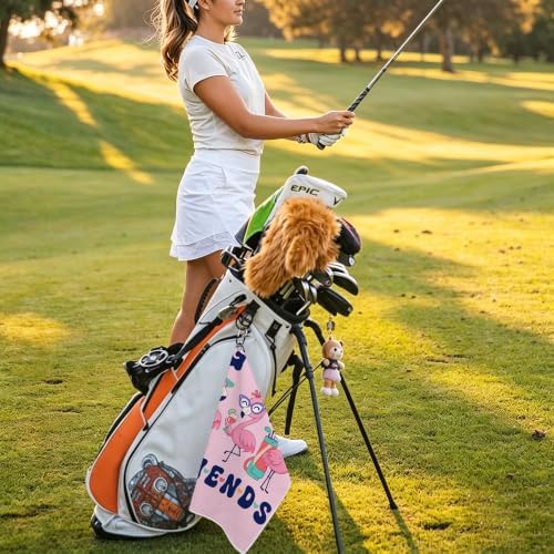 Flamingo Waffle Weave Microfiber Golf Towel - Image 7