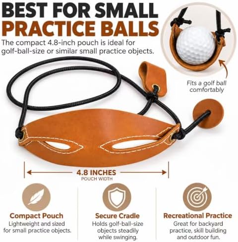 Shepherd Sling, Genuine Leather Pouch, Golf Ball Thrower - Image 5