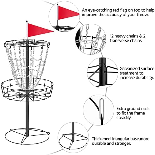 Yaheetech 12-Chain Portable Outdoor Steel Disc Golf Basket Practice Target - Image 4