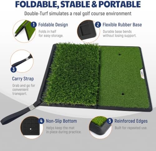 JAYA Golf Hitting Mat with Heavy Rubber Base, Foldable Golf Practice Mat - Image 5