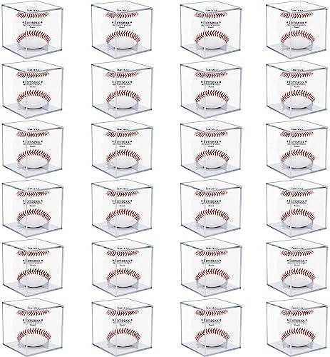 Baseball Display Case, 24 Pack Clear Acrylic Cube Holder Set by KALOPEZY