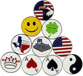 Lot of 10 Golf Ball Markers Assorted Patterns - Soft Enamel Technique
