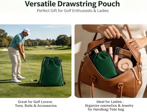 Lestyn Golf Tee Pouch with Drawstring, 5.7 x 7.87 Inch Small Accessories Bag - Image 6
