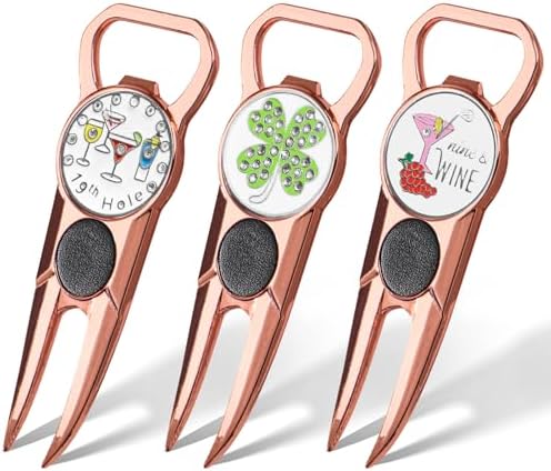 Amy Sport Golf Divot Repair Tool 7-in-1 Leather Grip 3 Pack by AmySport